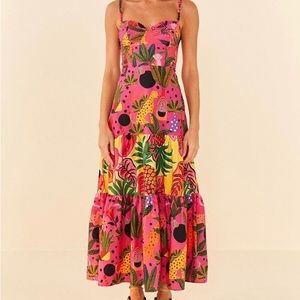 Farm Rio Pop Leopards Mixed Dress size M NWT